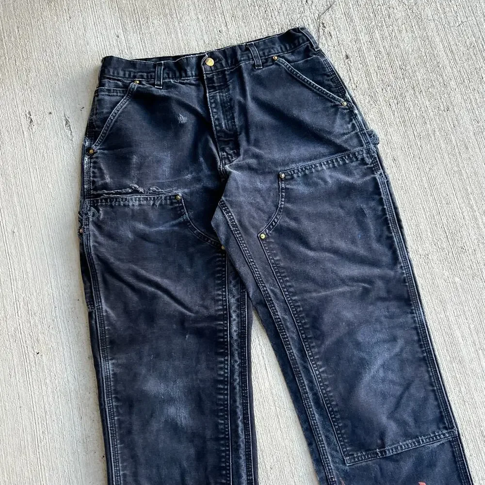 Carhartt faded black double knee work wear carpenter pants
